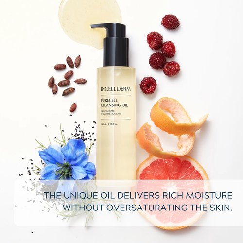 Riman Incellderm Purecell Cleansing Oil | 4.9 fl oz | Gentle Makeup Remover and Hydrating Cleanser | Suitable for Various Skin Types | Lightweight, Plant-Based Formula