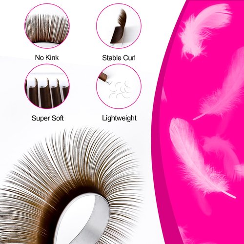 TDANCE Dark Brown Lash Extensions Colored Lash Extensions 0.03/0.05/0.07/0.1/0.15mm C/CC/D/DD/J/B/L Curl Premium Brown Eyelash Extensions Salon Use (Dark Brown,0.05-CC,8-15mm)