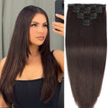 Dark Brown Clip in Hair Extensions Real Human Hair 18Inch 120g/7Pcs Brazilian Virgin Remy Human Hair Clip in Extensions for Women Seamless Invisible Straight Human Hair Extensions Clip ins Double Weft