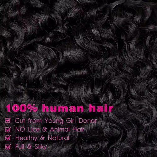 Burmese Curly Bundles Human Hair 1 Bundle 16 Inch Brazilian Virgin Hair Wet and Wavy Hair Quick Weave for Women Water Wave with Spiral Curly End Hair Extensions Natural Black