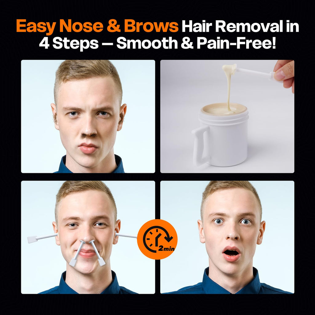 Wokaar Ear Hair Removal Kit for Nose and Eyebrow | 100 g Wax, 30 Sticks | Nose Wax Kit for Men and Women | Includes Balm Wipes,Earplugs, Ear Protectors | Lasts up to 5 Weeks | No Microwave Needed