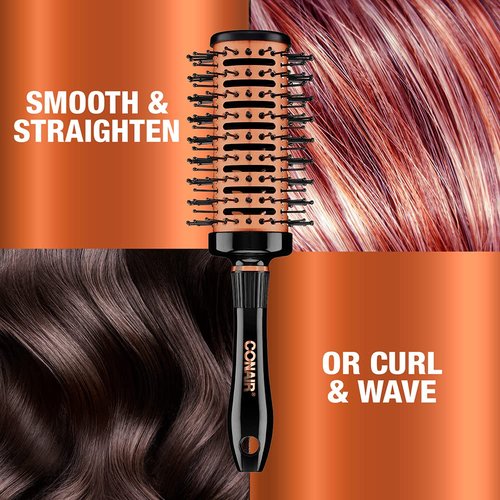 Conair Vented Copper Collection Round Brush - Quick-Dry Styling Tool for Effortless Blowouts
