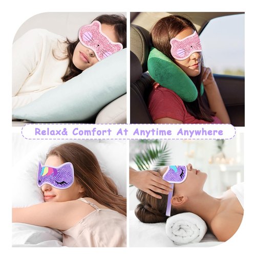 CONBELLA 2PCS Cooling Eye Mask Gel Eye Mask, Reusable Hot Cold Therapy Cold Eye Mask for Post Surgery, Puffiness, Dark Circles, Eye Bags, Dry Eyes