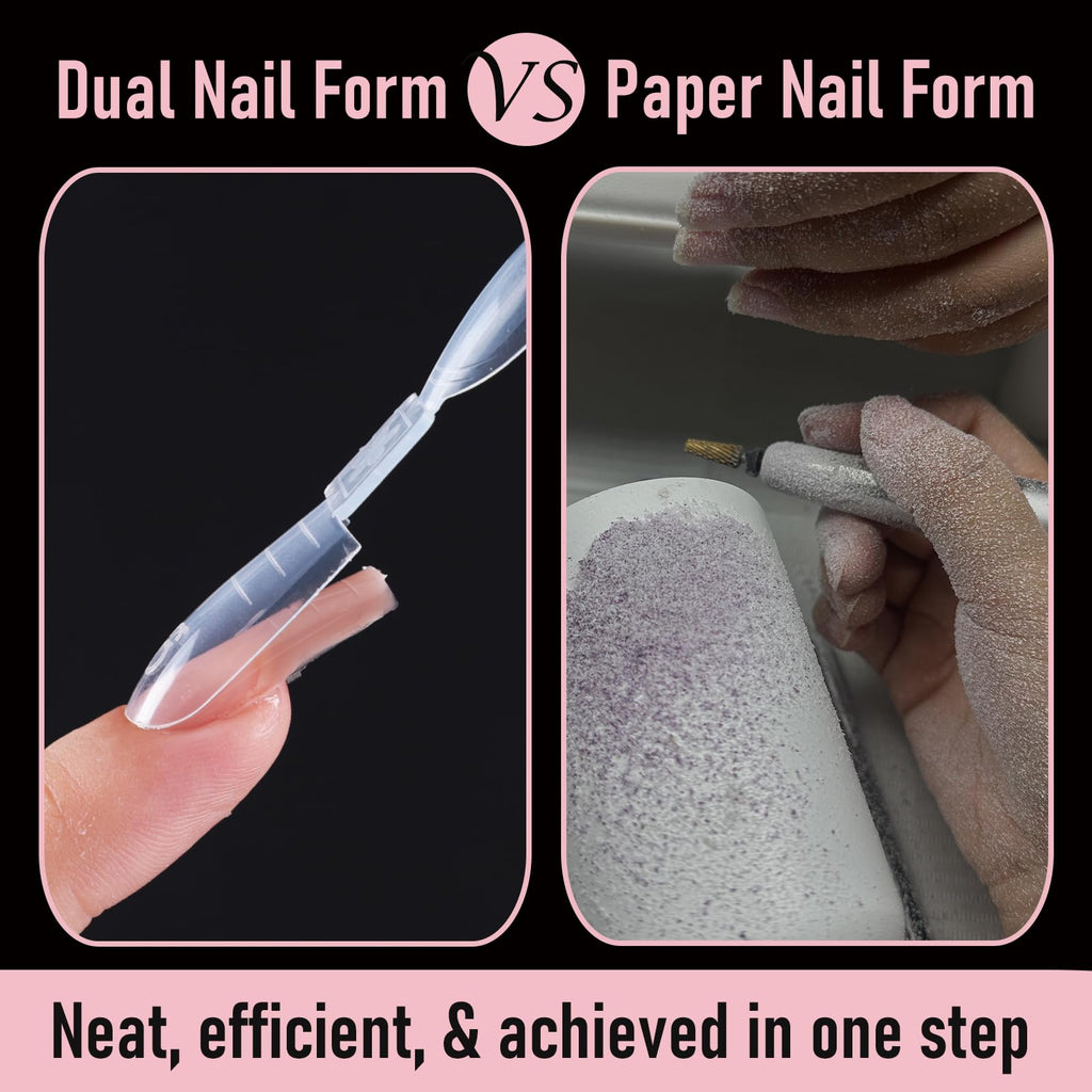Wellquinn Dual-ended Short Nail Mold Kit, Square & Almond Shape, Embeddable Ultra-Thin Seamless Measured Nail Forms with Gel Scoop, 15 Sizes 75Pcs