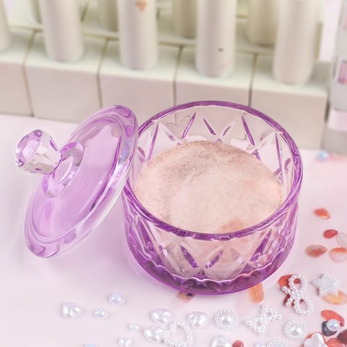BOMOQING Nail Dappen Dish with Lid, 60ml Large Nail Monomer Dish, Glass Nail Cup for Holding Acrylic Liquid Acrylic Nail Powder Nail Decor Monomer Acrylic Nail Liquid (Purple)