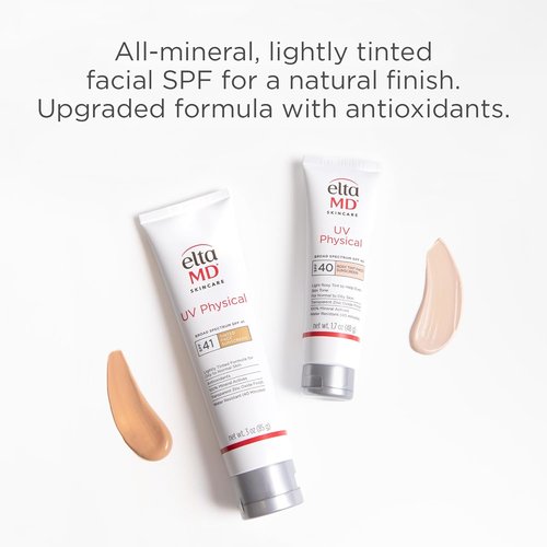 EltaMD UV Physical Tinted Sunscreen - 100% Mineral Protection for Face | Lightweight & Broad Spectrum