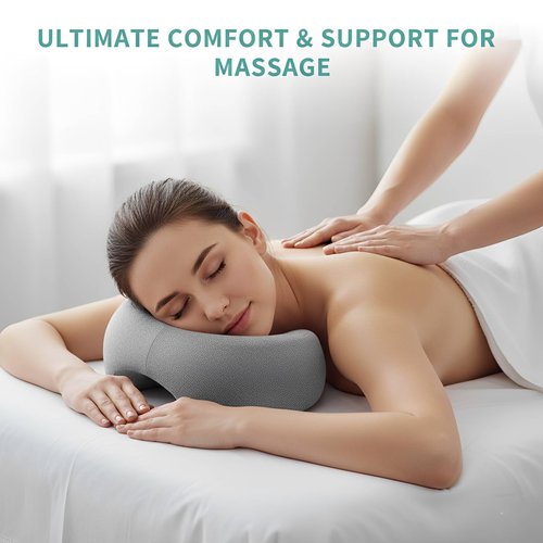 Flaskars Face Down Pillow with Breathable Fabric for Massage Table, Memory Foam Stomach Sleeping Cushion, Massage Face Cradle Headrest for Spa, Eye Surgery Recovery and Relaxation (Gray)