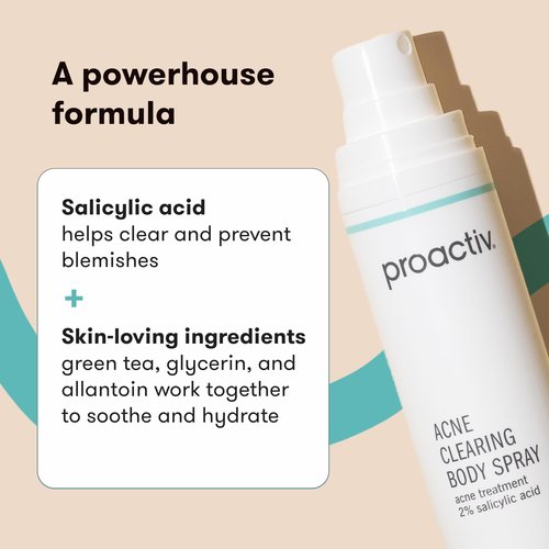 Proactiv Acne Clearing Salicylic Acid Body Spray, Multi-directional Mist for Back, Chest, Shoulders After Gym or Sweat, Formulated for Acne-prone Skin, 3.4 Fl Oz