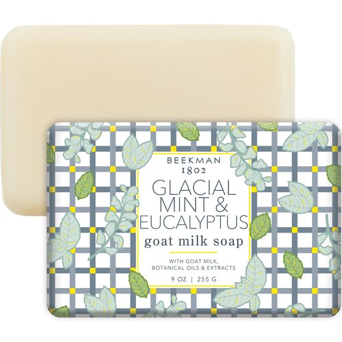 Beekman 1802 Goat Milk Body Soap Bar - Glacial Mint & Eucalyptus - Nourishes, Moisturizes & Hydrates - 100% Vegetable Soap with Lactic Acid - Good for Sensitive Skin - Cruelty Free - 9 oz