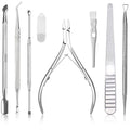 Pingispower 7PCS Professional Cuticle Nippers with Cuticle Pusher Set, Stainless Steel Cuticle Trimmer and Nail File for Women Fingernail Manicure Tools Kit at Home Salon