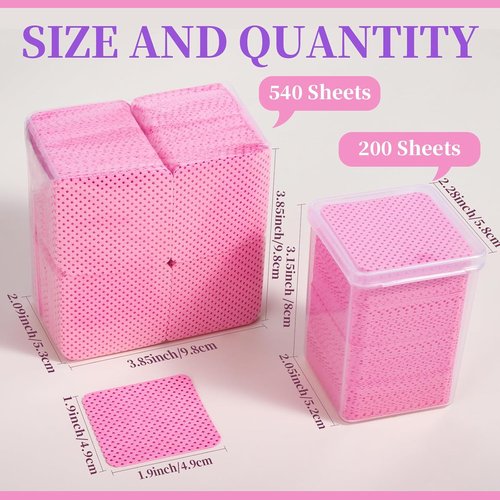 FANDAMEI Lint-Free Nail Wipes - 740PCS Gel Nail Cleaning Pads for Perfect Nail Prep