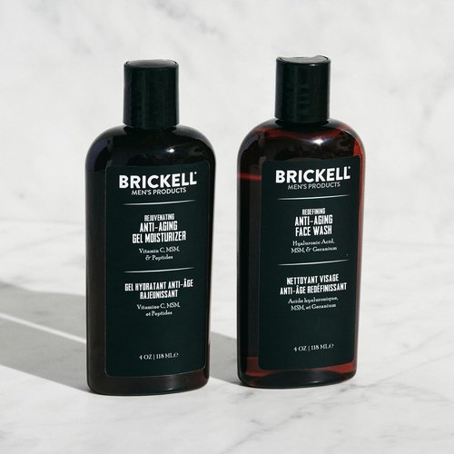 Brickell Men's Products Anti-Aging Gel Facial Cleanser & Moisturizer | Men's Skincare Gift Set