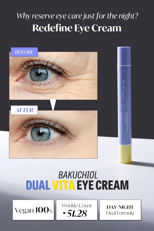 HERBLOOM Bakuchiol Night Care Eye Cream - Dual Vita Formula with Tinted Day Concealer | 0.54 Fl Oz for Dark Circles & Fine Lines