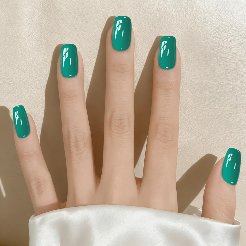 Vishine 4 Colors Green Teal Gel Nail Polish Kit 15ml, Glitter Green Sparkle Gel Nail Polish Set, Drak Green Gel Polish Nail Art Home DIY Salon