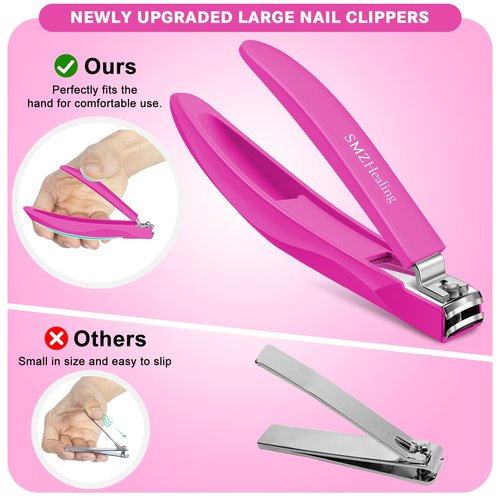 German Nail Clippers for Men with Catcher, Toenail Clipper for Thick Toenails and Fingernails, Long Handle Nail Clippers with Catcher, Precision Nail Trimmer for Men and Women