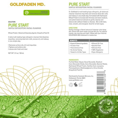 Goldfaden MD Pure Start Facial Cleanser - Gentle Detoxifying Formula | 5 Fl Oz
