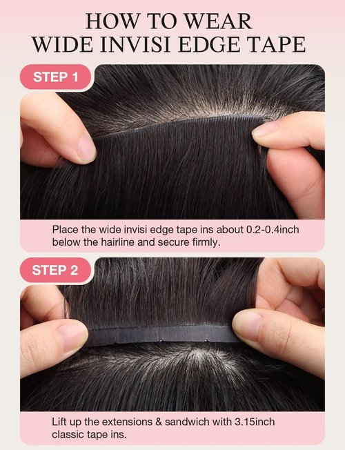 DOORES Invisi Edge Wide Tape in Human Hair Extensions, Dark Brown to Chestnut Brown 4PCS Injection Tape ins 20g 18 Inch, Injected 3 Inch Wide Extensions Straight for Thinning Hair
