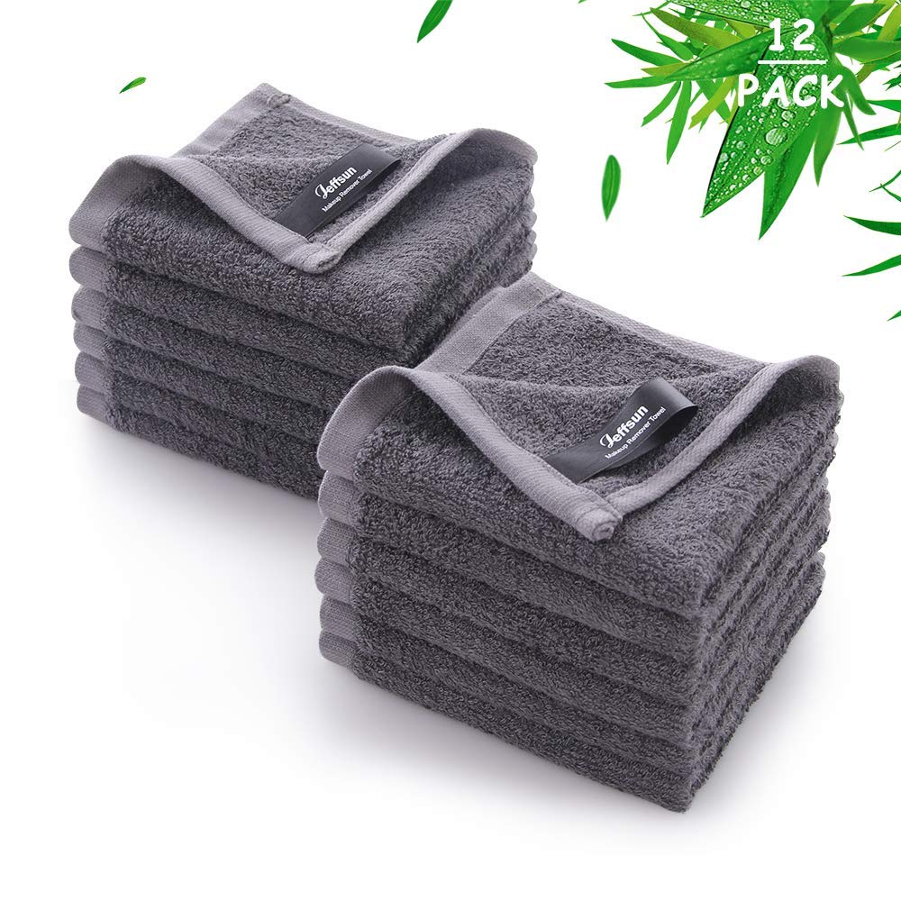 Wash Cloths 12 Pack, Super Soft and Skin Friendly Face Towel for Sensitive Skin, 10x10 inch Small Face Washcloths, Reusable Washable Makeup Remover Cloths, Easy to Rinse Grey Facial Cleansing Cloths