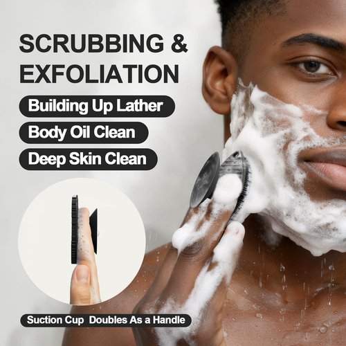 ARIOSOX 2 Pack Face Scrubbers, Silicone Face Scrubber Soft Bristles, Gentle Lather, Exfoliating & Deep Cleaning for Sensitive Skin, Giant Suction Cup Stick Securely, Easy to Store (Black)