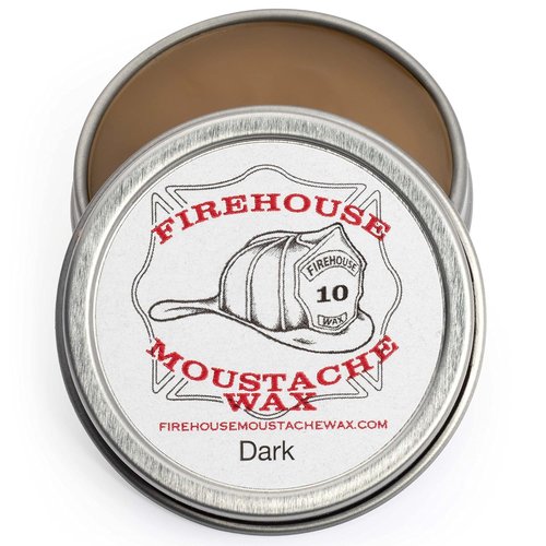 Firehouse Moustache Wax - Made in USA - for Beard & Mustache Shaping - All-Weather, Naturally Scented and Colored Beard Wax (DARK, 1 Ounce Tin) - Handmade in Small Batches by John the Fireman