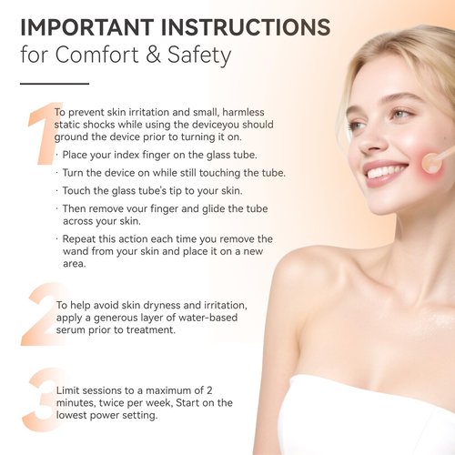 Skin Therapy Wand - Portable Skin Therapy Machine with 6 Glass Tubes - Clarifying - Skin Tightening & Radiance - Wrinkle Reducing