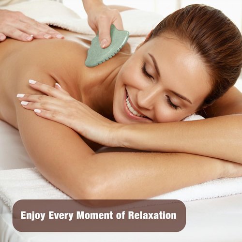 Gua Sha Facial Tools,Jade Gua Sha Stone Comb Edge, Guasha Tool for Face Jawline Sculpting Gifts