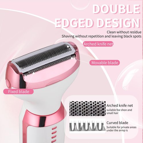 Beanify Electric Razor for Women Men with LED Display,4 in 1 Ladies Wet & Dry Body Razors and Facial Hair Remover, Rechargeable Painless Hair Removal Kit for Nose Face Body Leg Bikini Arm Hair