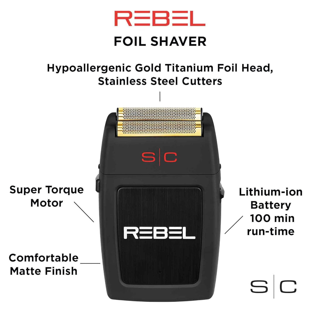 StyleCraft Rebel Cordless Double Foil Shaver - USB-C Rechargeable, Super Torque Motor for Close Shave