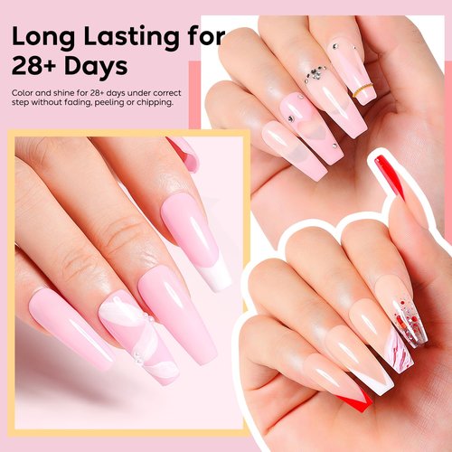 Nicedeco Hema Free Cruelty Free Vegan Gel Nail Polish 6 Pcs 8ml Nude Pink White Color Soak Off LED U V Gel Nail Kit Manicure DIY Home for Women