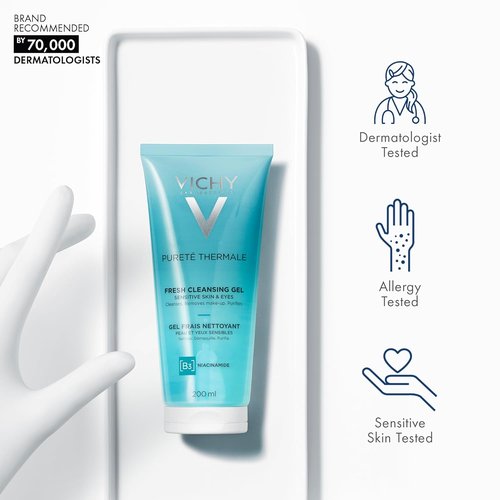 VICHY Pureté Thermale Cleansing Gel - Gentle Makeup Remover With Glycerin & Niacinamide, 6.7 oz