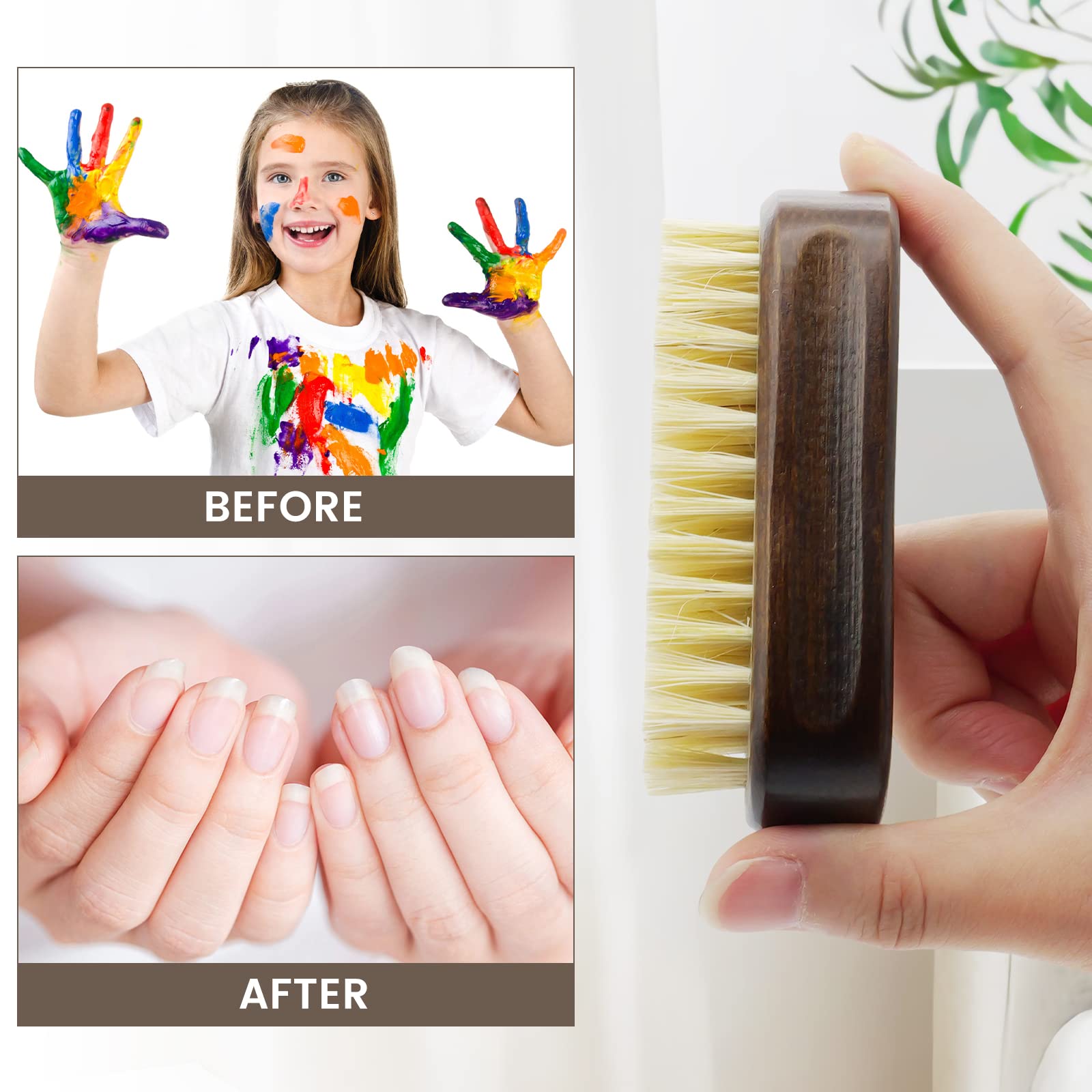 ZP Natural 2pack Nail Brush For Cleaning Fingernails, Wooden Nail Brushes, Vintage Colors Fingernail Brush For Cleaning Nail Scrub Brush Natural Sisal Bristles Are Biodegradable