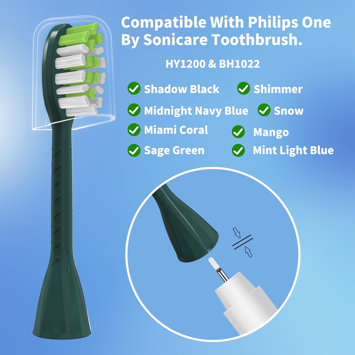 YMPBO Toothbrush Replacement Heads - Soft Bristles for Philips One Series Sonicare | 10 Pack in Sage Green