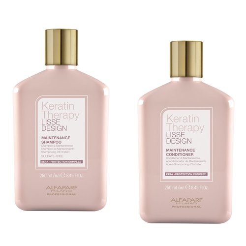 Alfaparf Milano Lisse Design Keratin Shampoo & Conditioner Set - Sulfate-Free, Anti-Frizz Formula for Smooth, Straight Hair