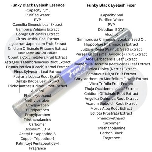 Funky Black Eyelash Growth Serum Enhancer to Grow Thicker, Longer Lashes & Eyebrow boost 1.7fl oz + Eyelash fixer 1.7 fl oz (Enhancer and fixer in One)