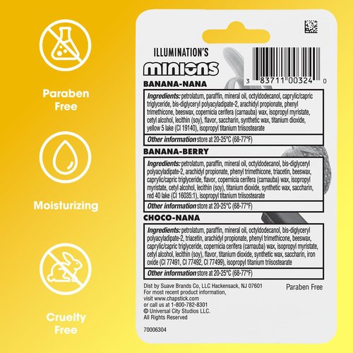 ChapStick Lip Balm, Minions Banana Variety Pack (12 Sticks), Party Favors for Kids, Stocking Stuffers, 0.15 Oz Ea