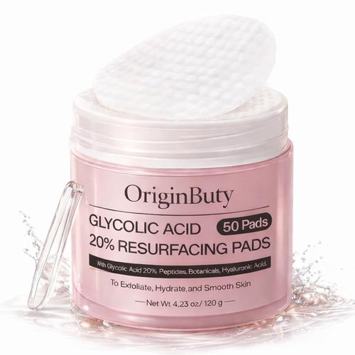 Glycolic Acid 20% Resurfacing Pads - Exfoliating Peel Pads for Radiant Skin | 50 Count with Salicylic Acid & Vitamins E, B3, B5