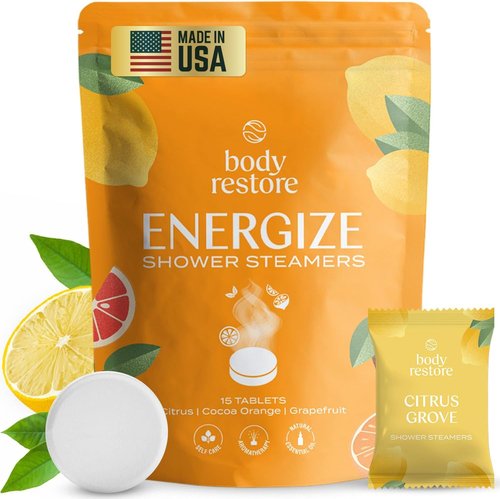Body Restore Shower Steamers Aromatherapy 15 Pack – Birthday Gifts for Women, Men, Easter Basket Stuffers, Stress Relief, Relaxation, Self Care – Citrus