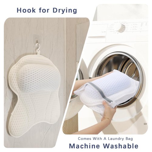 Anevna Bath Pillow Bathtub Pillow，Bath Pillows for Tub Neck and Back Support, Bath Tub Pillow Headrest with Soft 4D Mesh Fabric