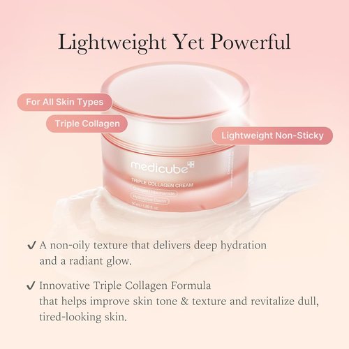 Medicube Triple Collagen Cream - Hydrating & Firming Moisturizer with Hyaluronic Acid | 1.69 oz