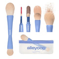 Alleyoop Overachiever 4-in-1 Travel Makeup Brush Set – Powder, Blending, Precision & Complexion Brushes – Mini Makeup Brush for Women, Vegan, Multi-Use & Travel-Friendly Makeup Tool