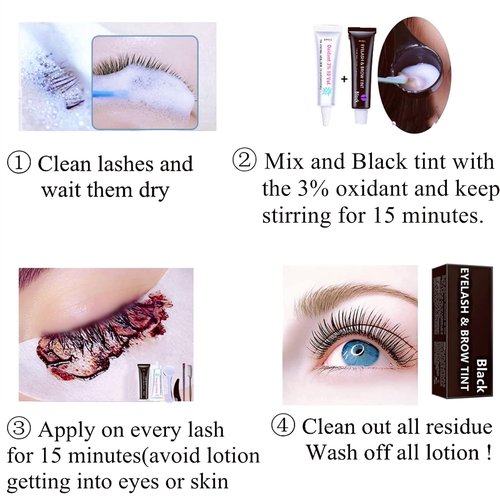 Skiennix Black Lash Tint Kit - Keratin Eyelash & Eyebrow Dye for 6-Week Voluminous Tinting