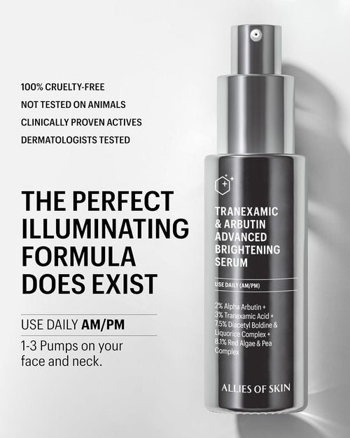 Allies of Skin Tranexamic & Arbutin Brightening Serum - Lightweight Daily Formula with Peptides | 1.6 fl oz