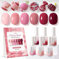 Double Rhythm 6 Pcs Hema Free Gel Polish Set 0.50 OZ Same Color Same Bottle Soak Off Neutral Natural Milky Gel Polish Kit Nail Art Manicure Salon DIY (Nude Pink Rose Burgundy-H6-3)