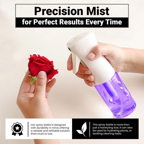 Skiennix Continuous Mist Spray Bottle - Ultra Fine Mist for Hair Styling & Versatile Use - 5 oz Purple Octagon