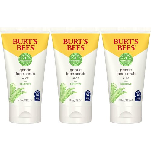 Burt's Bees Gentle Face Scrub - Aloe for Sensitive Skin | 98.9% Natural, 4 Oz, Pack of 3