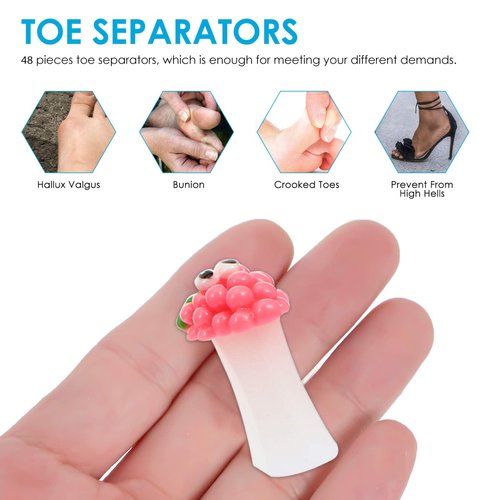 Uonlytech 24pcs Silicone Toe Separators Fruit Toe Separator Toe Nail Separators Toes Dividers Pedicures Nail Art Tools Pedicure Spacers for Nail Salon