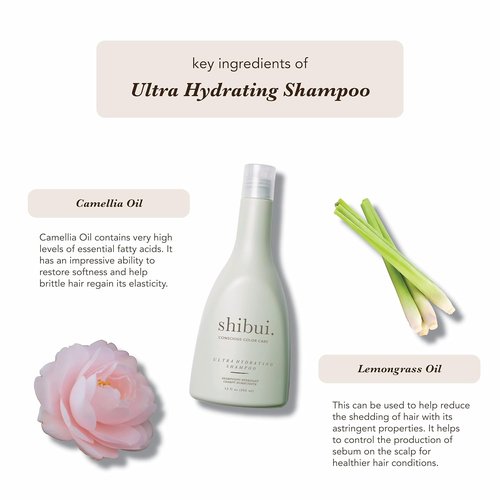 SHIBUI Ultra Hydrating Shampoo - Silicone-Free with Camellia & Lemongrass Oils for Healthy Hair | 12 Fl Oz