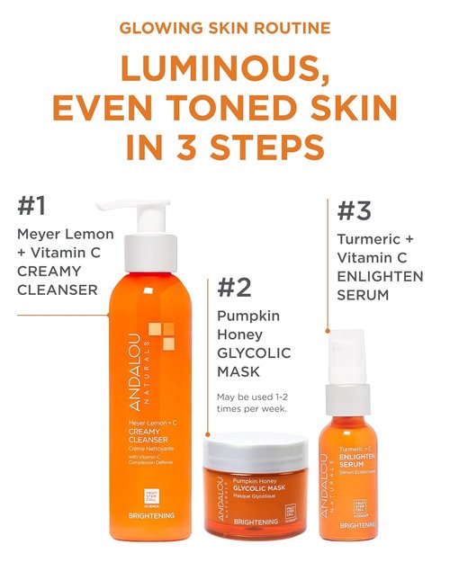 Andalou Naturals Pumpkin Honey Glycolic Mask - Exfoliating Face Mask with Glycolic Acid & Vitamin C for Radiant Glow - 1.7 fl oz