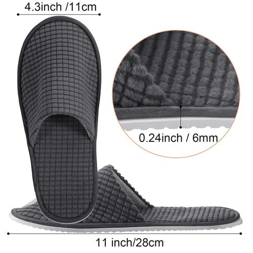 Geyoga 12 Pair House Slipper for Guest Non Slip Disposable Slipper for Travel Washable Reusable Closed Toe Hotel Bridesmaid Indoor Spa Wedding Party Shoeless Home(Deep Color,M)