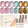 GAOY Cat Eye Gel Nail Polish Set - 6 Translucent Holographic Colors for Salon & DIY Nail Art